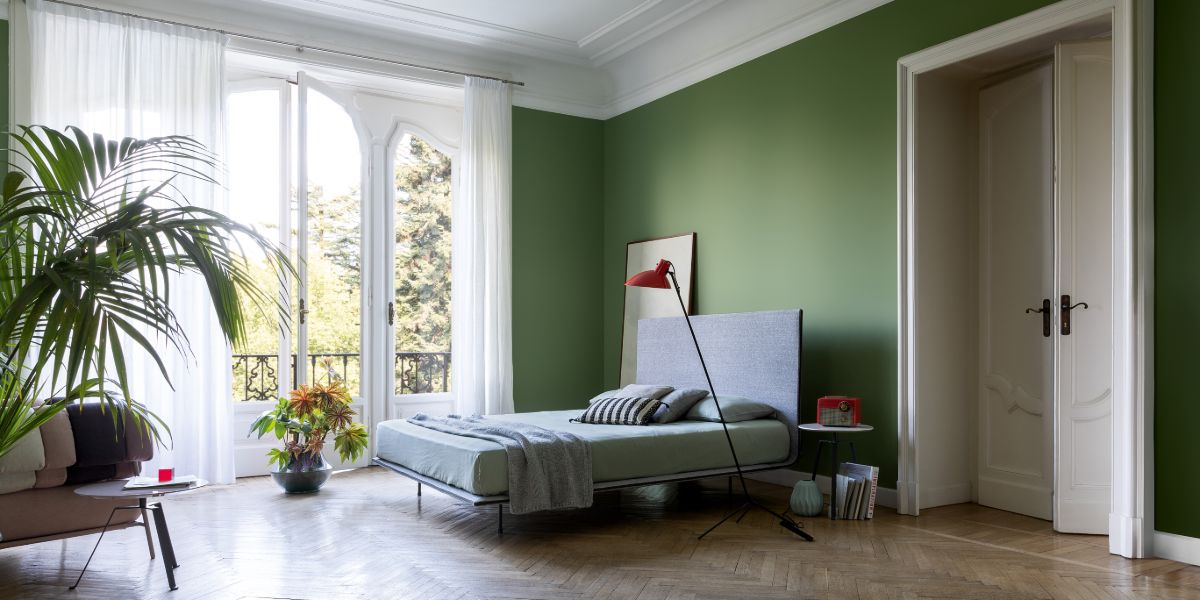 letto matrimoniale bonaldo thin in camera verde